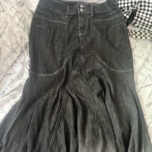 Dolls Kill Black Jean Mermaid Skirt Sz: L